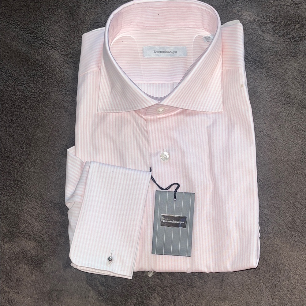 Ermenegildo Zegna Light Pink Striped Dress Shirt